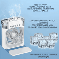 Mini Ventilador e Umidificador de Mesa Portátil Led
