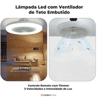Luminária Com Ventilador e Luz De Teto Com Controle