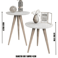 Mesinhas Lateral Redonda Sala Pé Palito Retrô