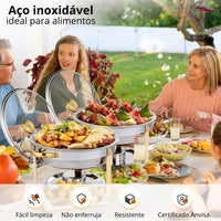 Rechaud de Inox com Aquecedores e Tampa de Vidro