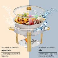 Rechaud de Inox com Aquecedores e Tampa de Vidro