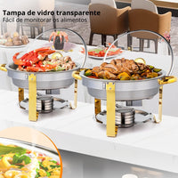 Rechaud de Inox com Aquecedores e Tampa de Vidro