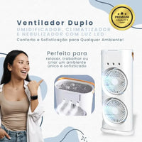 Umidificador Climatizador Portátil com Led 3 em 1