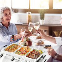 Costway® - Rechaud Elétrico Inox 3 em 1 com Tampa de Vidro