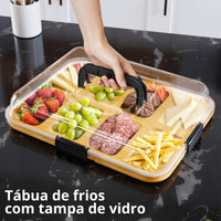 Bandeja de Petiscos C/ Tampa de Acrílico