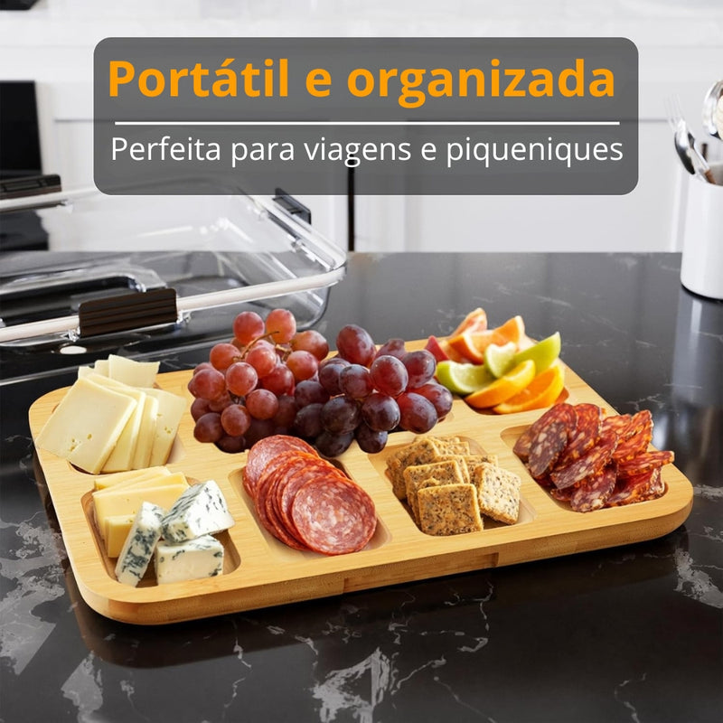 Bandeja de Petiscos C/ Tampa de Acrílico