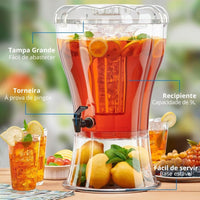 FreshBar® - Dispenser de Bebidas 9L com Tampa Multifuncional